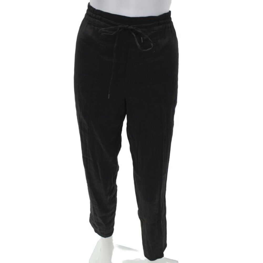 Vince Women Jogger Pants Black Linen Drawstring Casual Spring Size M